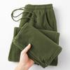 Pantaloni Casual Groși de Iarnă Vintage Fleece Bărbați Picior Larg Larg Cald Pantaloni de Trening Bărbați Desen Jogger Pantaloni Falls