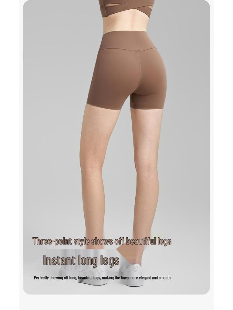 2025 Nude Feel Women's Yoga Peach Butt Fitness Shorts - Summer Three-Quarter Length for Running and Sports