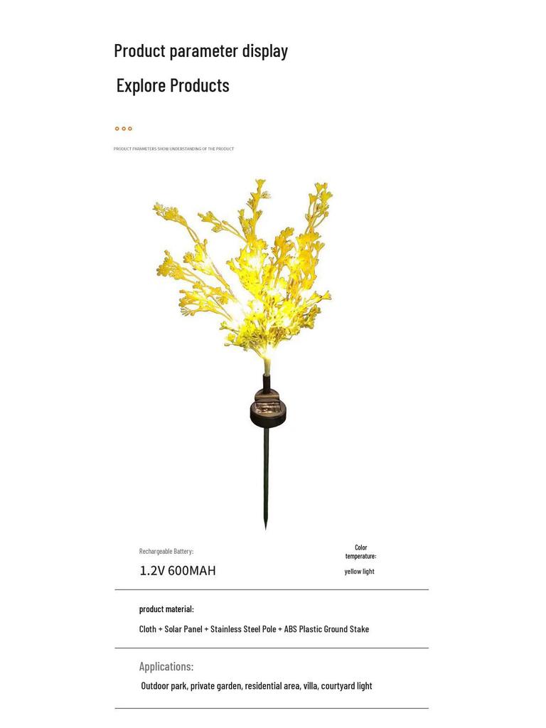 Solar Rapeseed Flower Garden Light for Courtyard, Lawn, Park, and Villa Lighting