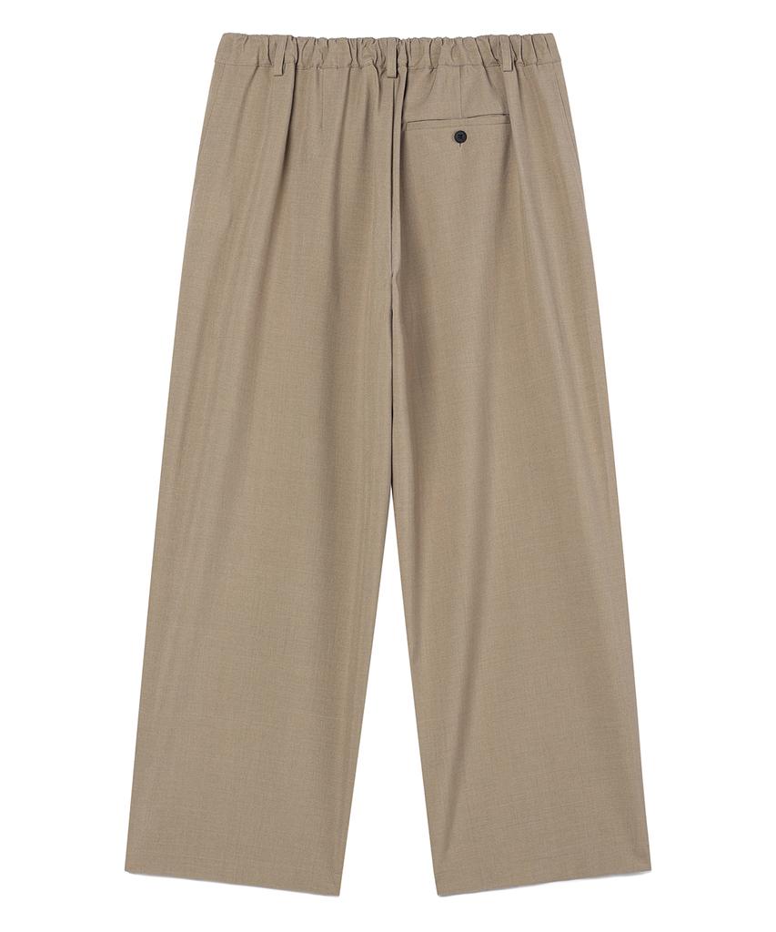 PRAIRIE Loose Fit Curved Wide Slacks (Beige)