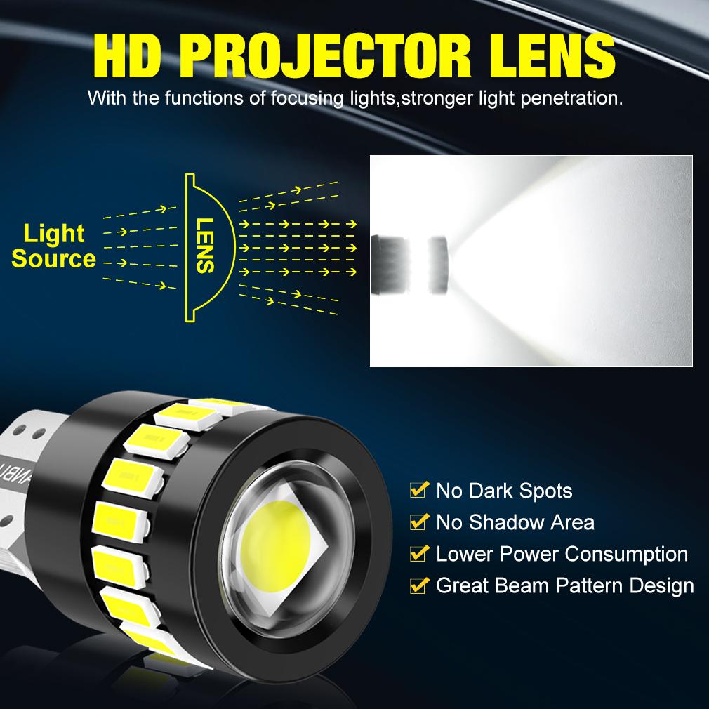 2pcs Canbus W5W T10 LED Bulbs 3014+3030 18SMD 194 168 LED Car Interior Map Dome Lights Parking Light Auto Signal Lamp 6000K 12V Bulbs 7