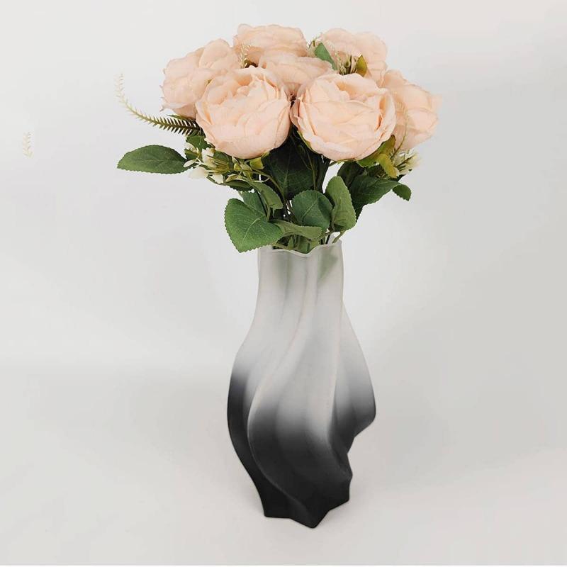 9 cabeças de flores artificiais de rosas, arranjo de buquê de rosas falsas, buquê de seda, flores falsas para decoração de festa de casamento em casa, escritório