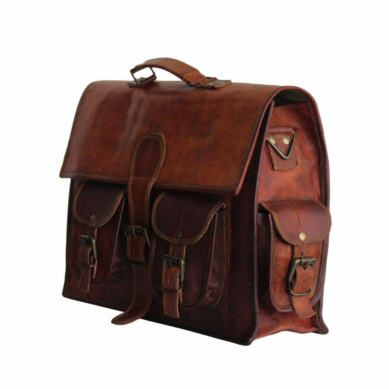 Сумка Через Плечо Портфель Ручной Работы Кожаный Винтаж Английский Коричневый 14 x 18 x 5 — фото 2