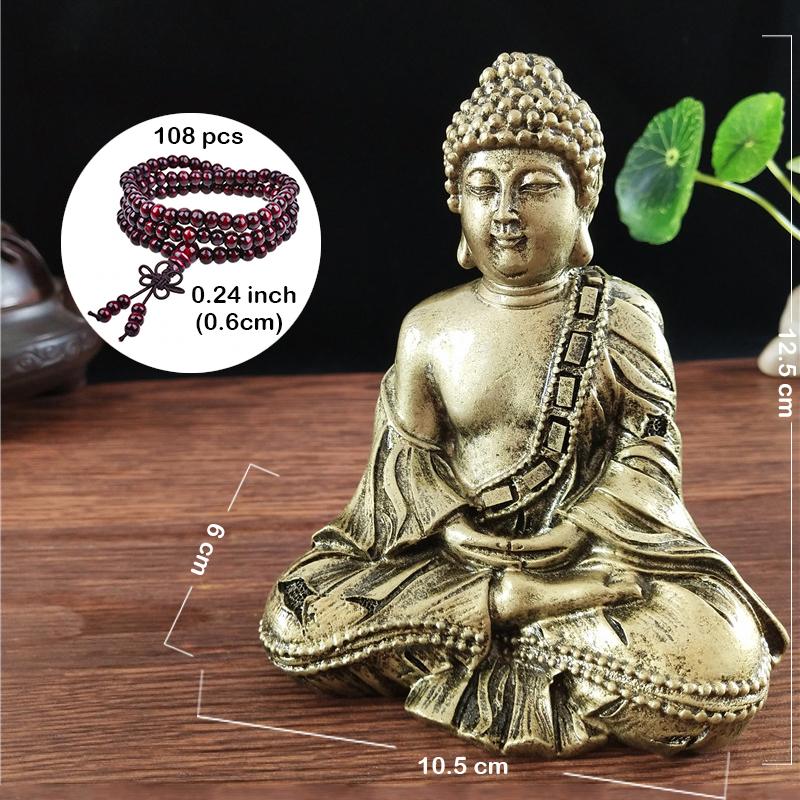 Buddha Statue With Necklace Ornament Lucky Feng Shui Meditation Buddha Sculpture Man-made Jade Stone Home Office Decoration Gift