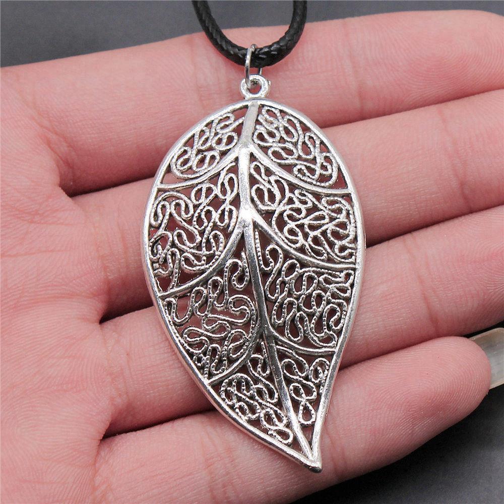 45cm Halskette Lederkette Großes Blatt Blume Kinderschmuck Materialien QN042