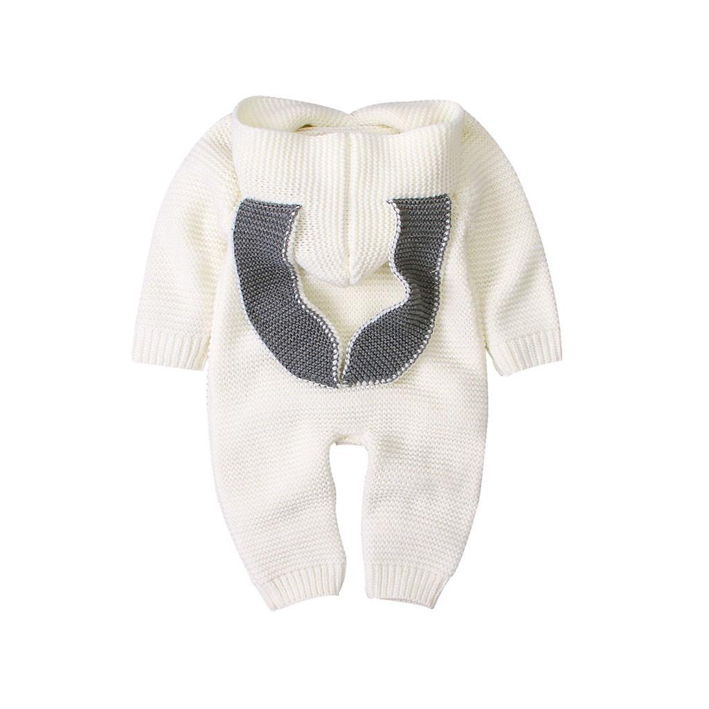 Newborn Infant Boy Winter Warm Coat Knit Outwear Hooded Jumpsuit
