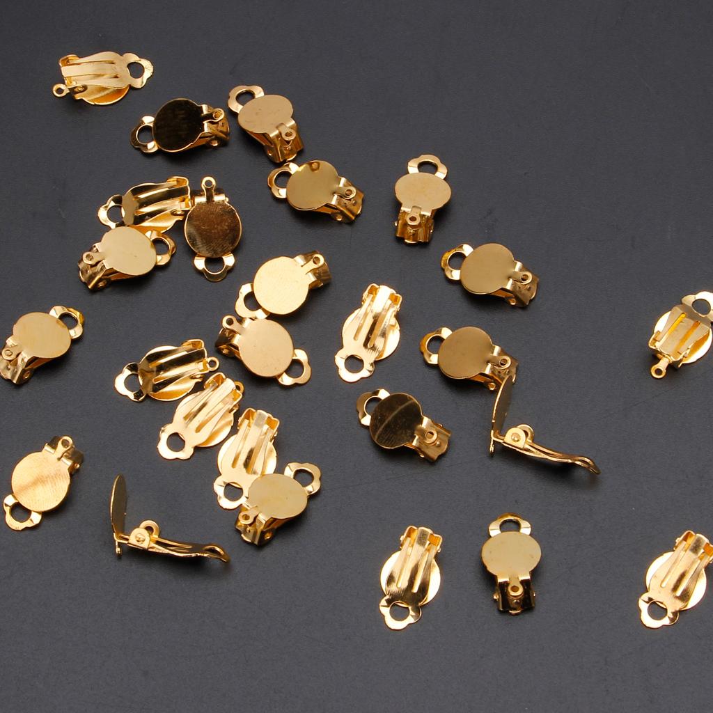50Pcs Flat Tray Earring Clip Round Flat Tray Earring Clip for Jewelry Making