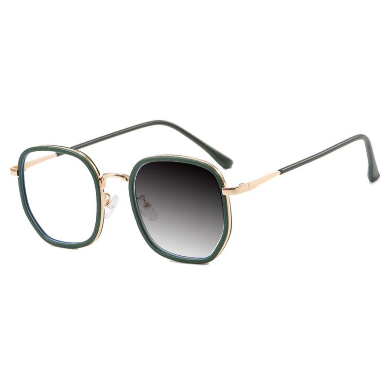 New Brand Milk Coffee Color Women Square Frame Photochromic Anti Blue Light Prescription Reading Glasses