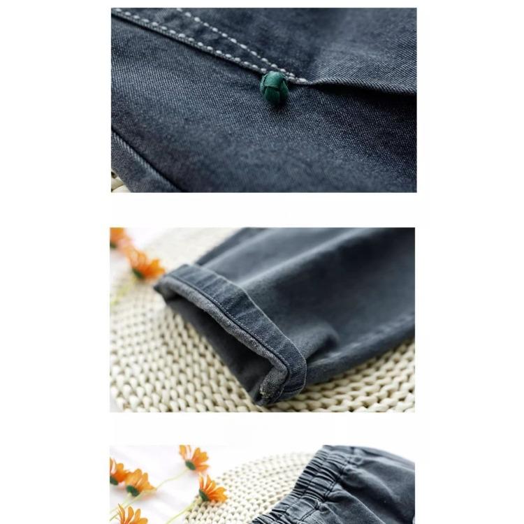 Spring Autumn Women's Casual Jeans Women Elastic Waist Wash Blue Pan Buckle Loose Harlan Denim Pants