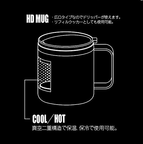 Captain Stag HD Mug, Double Stainless Steel, Vacuum Insulated, Keeps Drinks Hot or Cold, with Lid, 450ml, Black, UE-3495