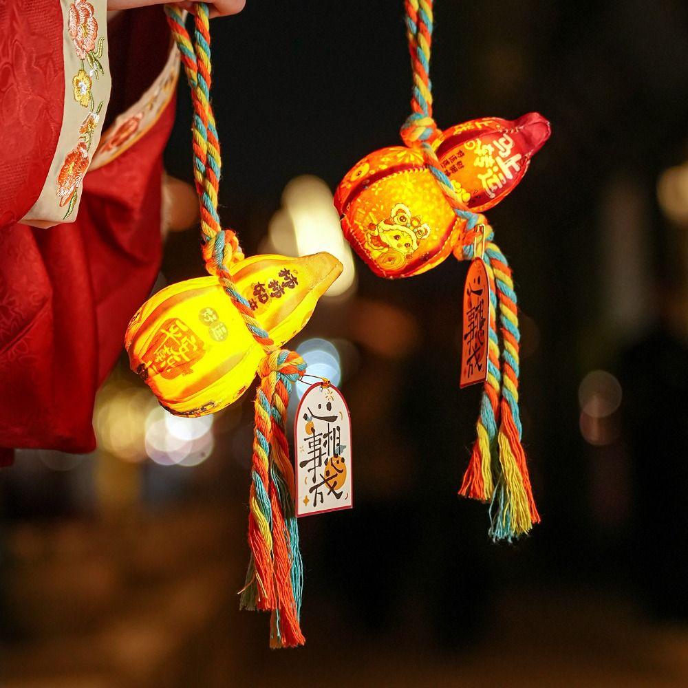 Year of The Horse Chinese Style Lantern with Tassel Handmade Handheld Lantern Blessing Words Printed Spring Festival Lantern