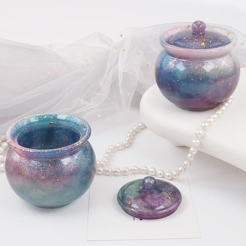 WTEMPO Silicone Jar with Lid Making Mold Epoxy Resin Casting Mold Creative DIY Storage Box Making Mold Home Decoration Festive Handcrafts Making Mold