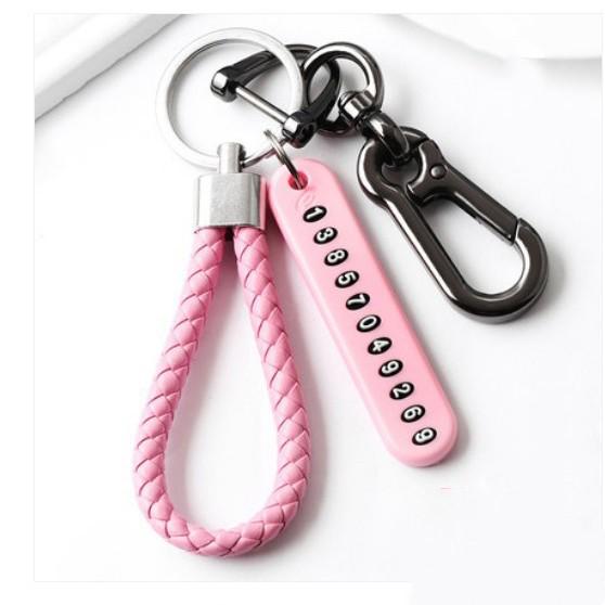 Keychain Anti-Lost Braided Rope with Number Plate for Car Keys and Mobile Phone