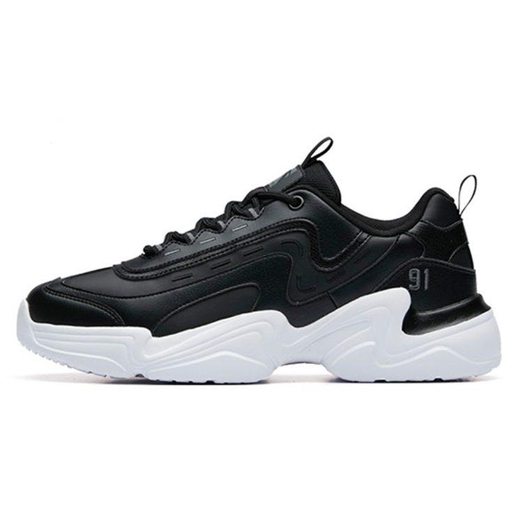 Anta Slip Resistant Abrasion Resistant Low Top Chunky Sneakers Men's Black 91938862-3