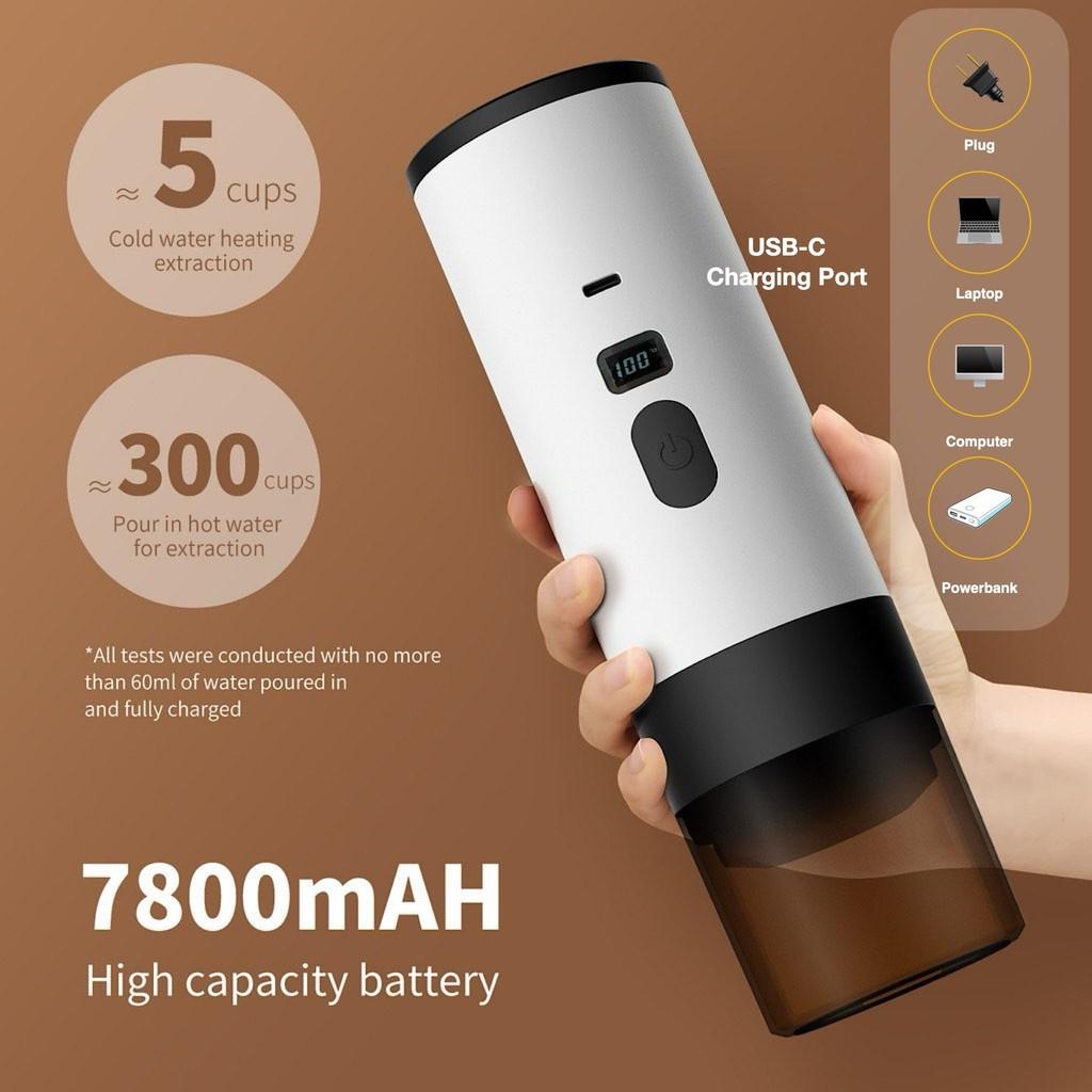 3-in-1 Wireless Portable Espresso Coffee Maker 15Bar Ground & Capsule Compatible Espresso Machine Hot & Cold Brew Coffee Machine