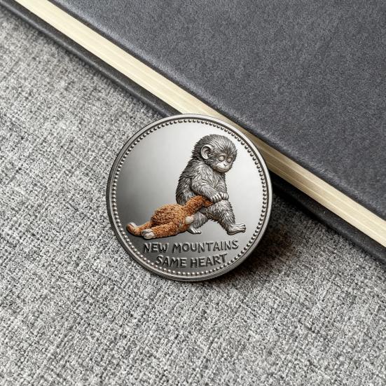 Emotional Support Coin Inspirational Monkey Challenge Pocket Coin Double?Sided Collectible Token for Friends Family Motivation Keepsake