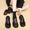 Half slippers, women's British-style retro leather shoes, muffins, thick-soled slippers, buckle straps, 2025 spring/summer sandals trend
