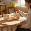 Wooden Scissors Storage Rack Wood MultiCompartment Desktop Organizer