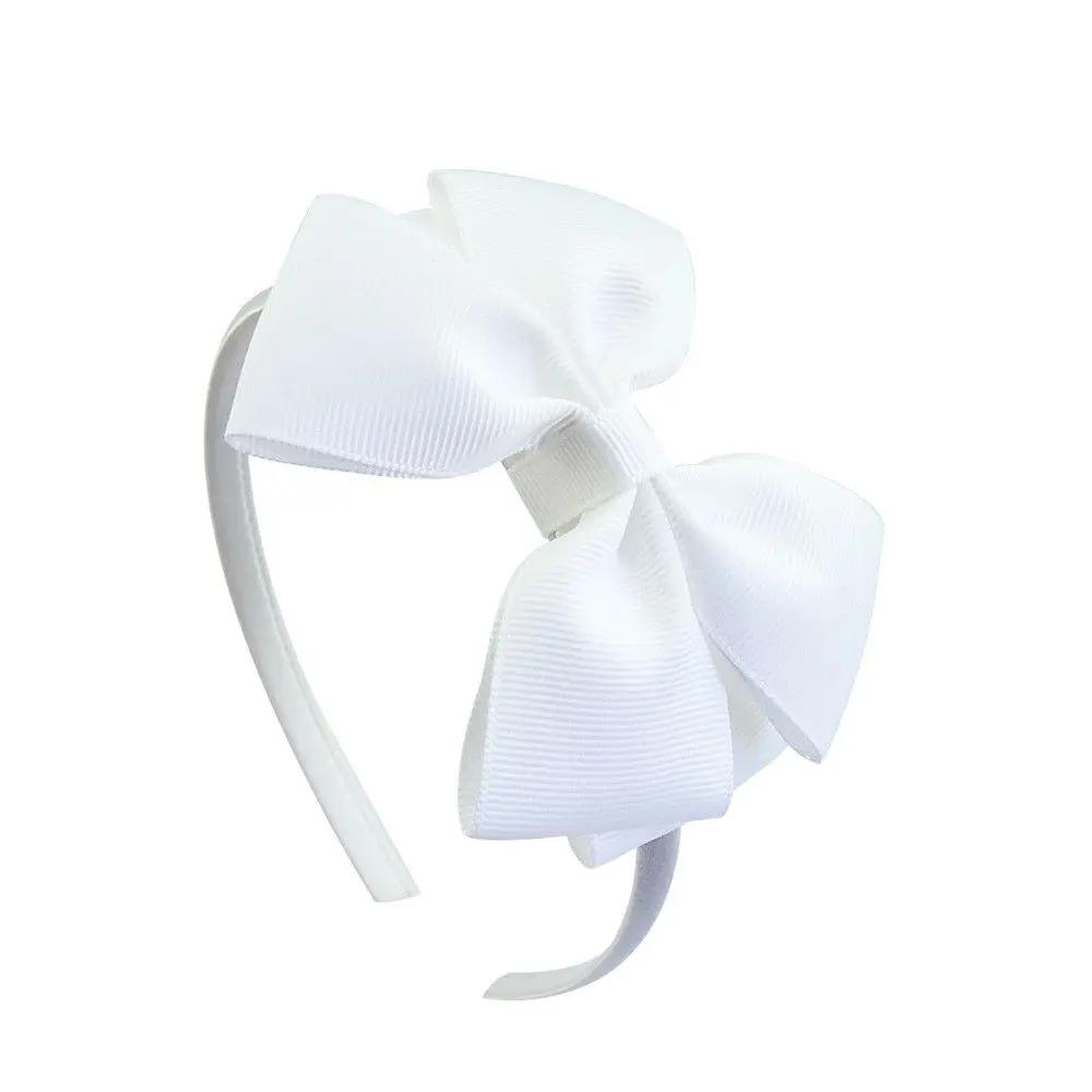 4'' Boutique Tiara Satin Kids Hair Accessories Ribbon Headbands Bow Hairband Headwear Hair Hoop