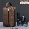 PU Leather Man Woman Handbag Large Capacity Material Portable Handbag Makeup Pouch Travel Wash Bag Vintage