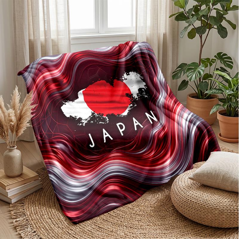 Coperta in Flanella Stampata Calda e Morbida con Motivo Calcistico Giapponese, Coperta Decorativa per Divano, Letto, Uso Quotidiano