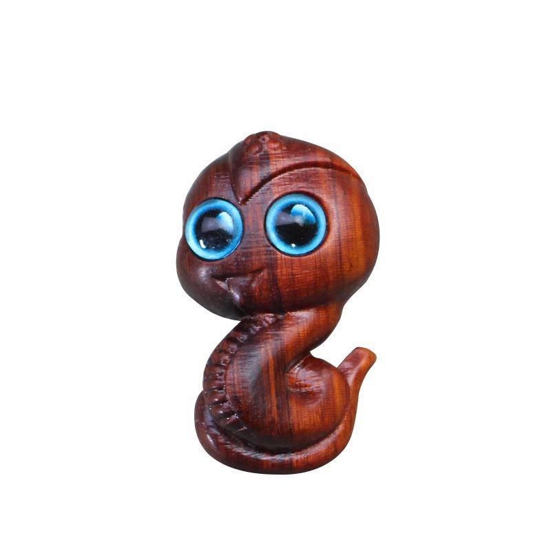 Miniature Wooden Snake Pendant Figurine Ornament 1.37 Cute Zodiac Snake Creative DIY KeyChain Pendant Decoration Holiday gifts