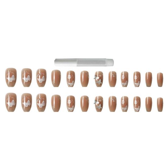 

Yousheng 1 комплект накладных ногтей с полным покрытием, глянцевые, устойчивые к выцветанию, наращивание ногтей своими руками, трехмерные накладные ногти в форме бабочки с клеем, поставки для салонов красоты белый