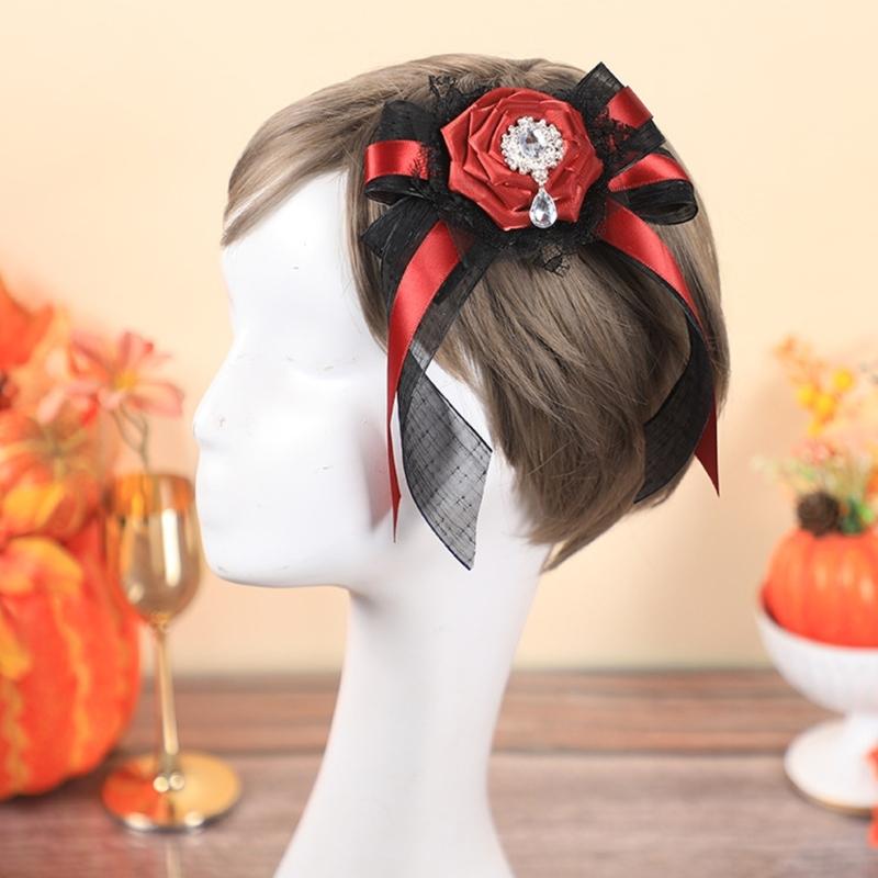 Elegant Black Bows Veil Headpiece For Halloween Parties Costume Accessories Cosplays Headbands Fashion Hair Clip