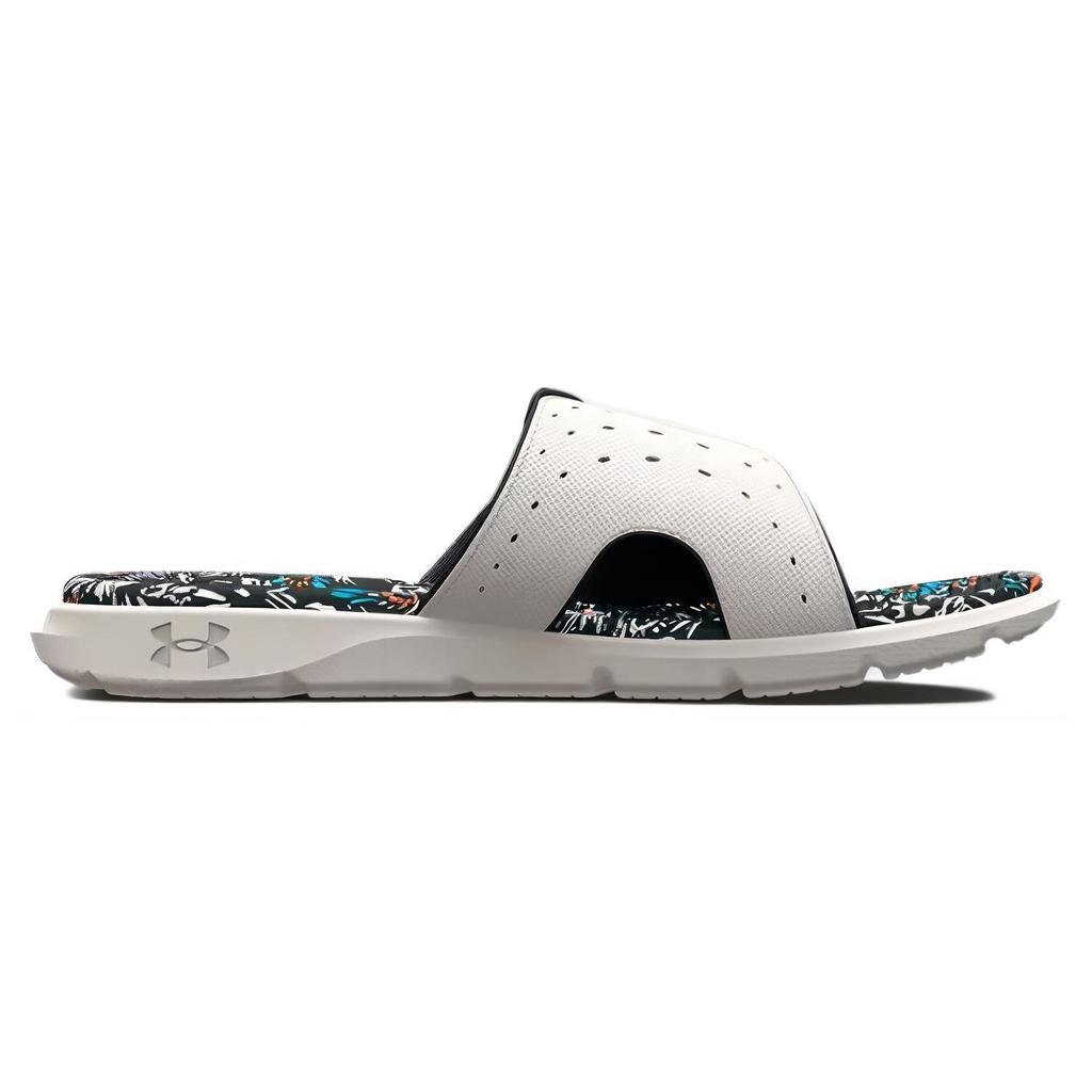 Under Armour Women's Ignite 7 Graphic Footbed Slide Grey Mist Floral 3026029-100