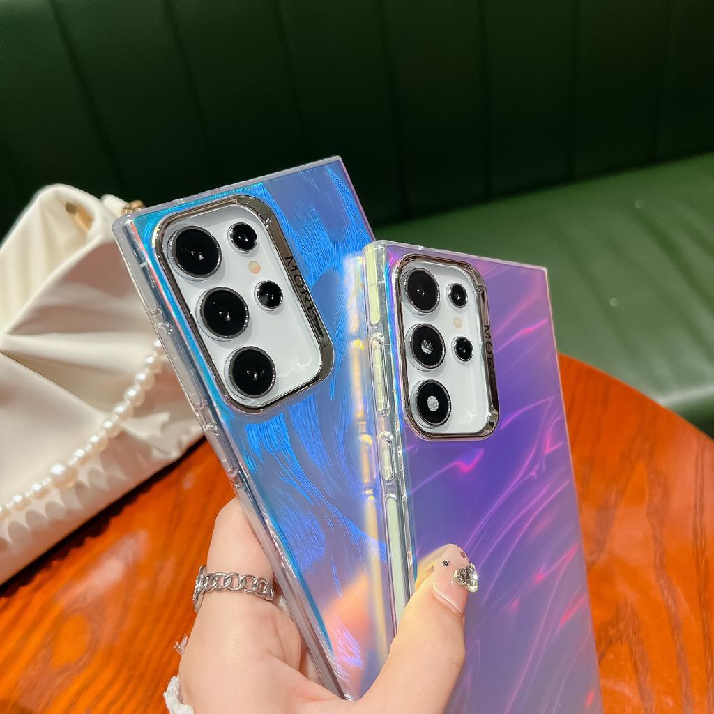 For Samsung Galaxy S24 Ultra Electroplating Case Silicone+PC IMD Laser Effect Phone Cover