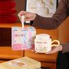 Birthday Gift Cartoon Mug with Lid Creative Ceramic Drinking Cup for Girls Office Household Milk Breakfast Cup