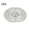 Washable Fabric Doilies for Vases White Lace Doily, Elegant Retro Placemat, Embroidered Table Breathable Polyester Mats Mat, Rectangular Round