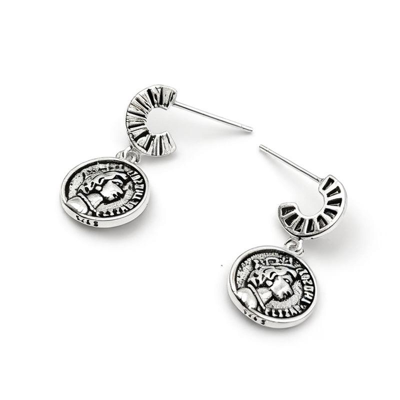 Retro Teardrop Round S925 Sterling Silver Dangle Earrings for Women