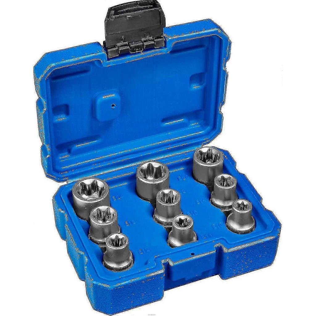 9-teiliges Torx-Steckschlüssel-Set, Stecknüsse mit Farbcodierung und Kugelfangrille