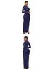Elastic High-Neck Long-Sleeve Maxi Dress