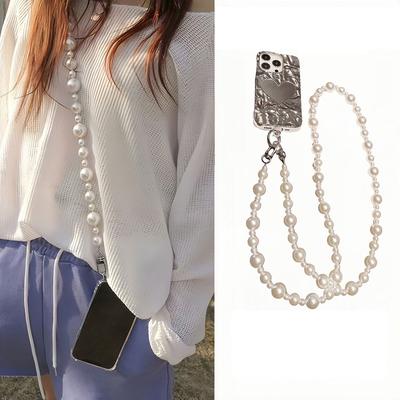 Universal Phone Anti-lost Lanyard Crossbody Necklace Phone Chain Long Beaded Straps For IPhone Xiaomi Samsung Huawei Pendants