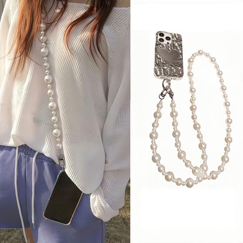 Universal Phone Anti-lost Lanyard Crossbody Necklace Phone Chain Long Beaded Straps For IPhone Xiaomi Samsung Huawei Pendants