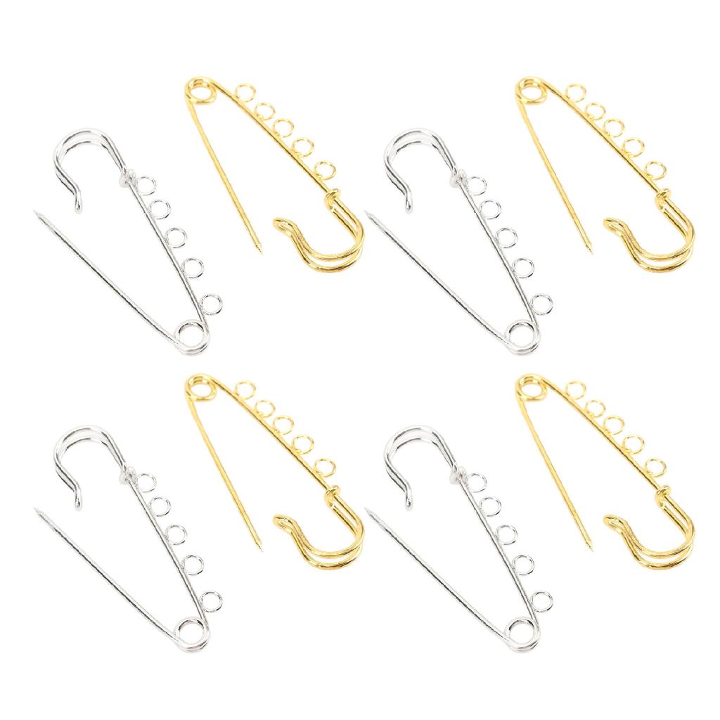 20PCS Brooch Safety Pins Metal Heavy Duty Safety Pins with 5 Holes for Jewelry Making Clothes Blankets Sewing Gold