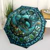Alligator Treasure Glass Pattern Umbrella, Portable and Foldable Design, 8 Ribs, a Casual Accessory for Halloween, Christmas, and Birthday Gifts.