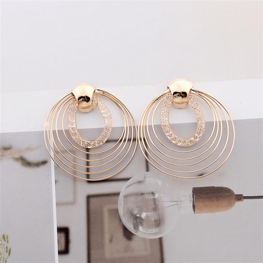 Big Round Multilayer Circles Drop Earrings Wire Spiral Geometric Metal Exaggerated Wedding Party Jewelry Pendientes