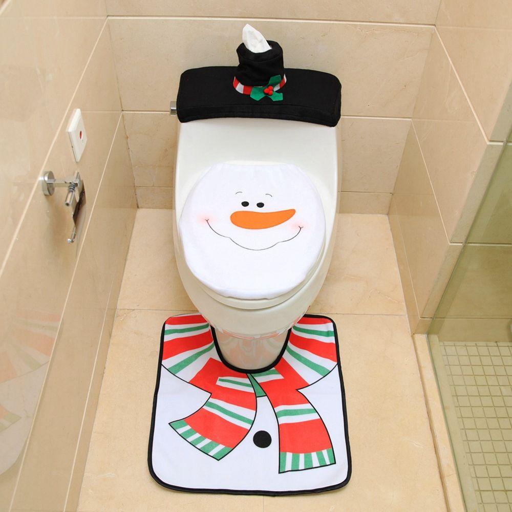 Set Dekorative Produkte Weihnachtsdekorationen Toilettenmatte Toilettenetui Toilettensitzbezug Teppich Set