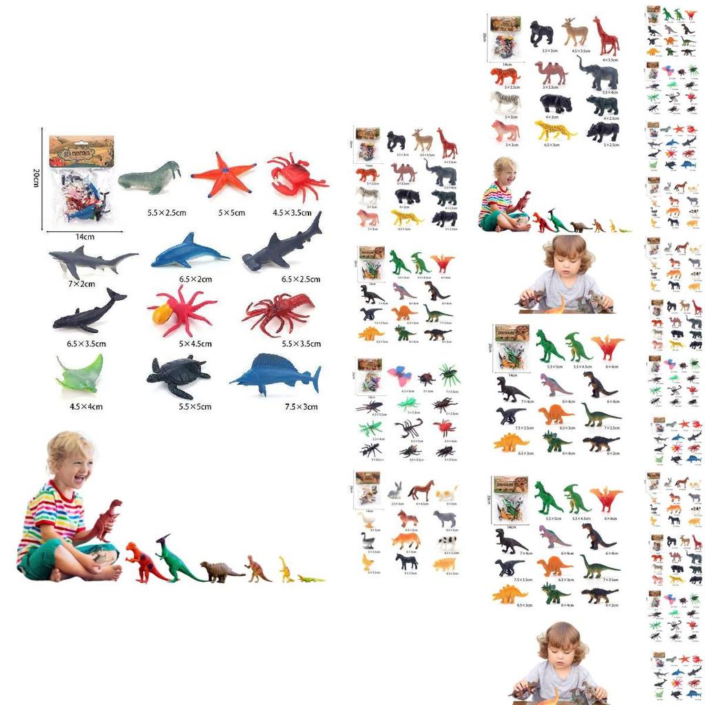 Giocattoli Modello Dinosauro Solido Realistico Per Bambini Animali e Insetti Giurassici Fattoria Oceano Playset