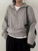 Women's Retro Wool Half-Zip Knitted Cardigan - Autumn Winter 2026
