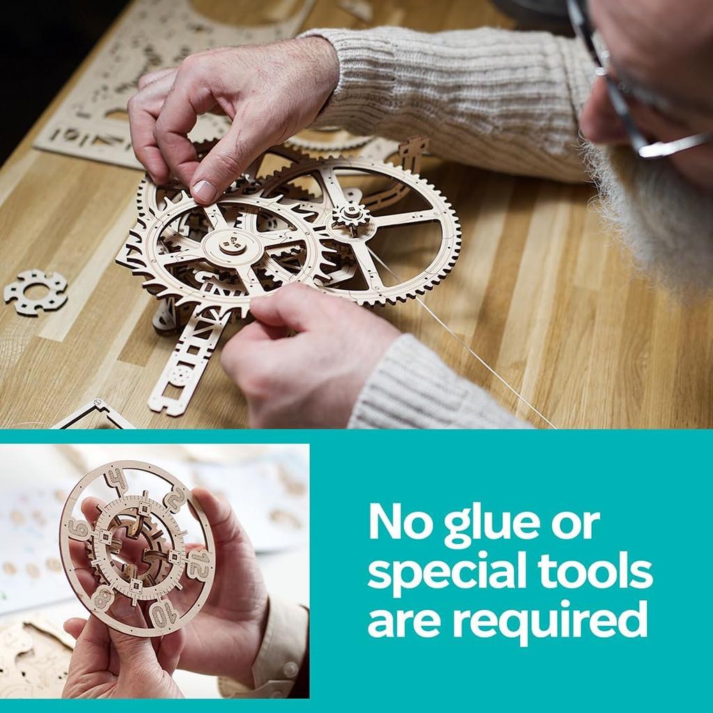 Ugears Aero Clock 70157 Wooden Puzzle Craft Model No Glue or Tools Required Adults and Children - -