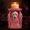 Creepy Figurine Ornament Halloween Grim Reaper Candle Holder, Spooky Screaming Ghost Candlestick Tealight Themed Night Light Stand Table Centerpiece