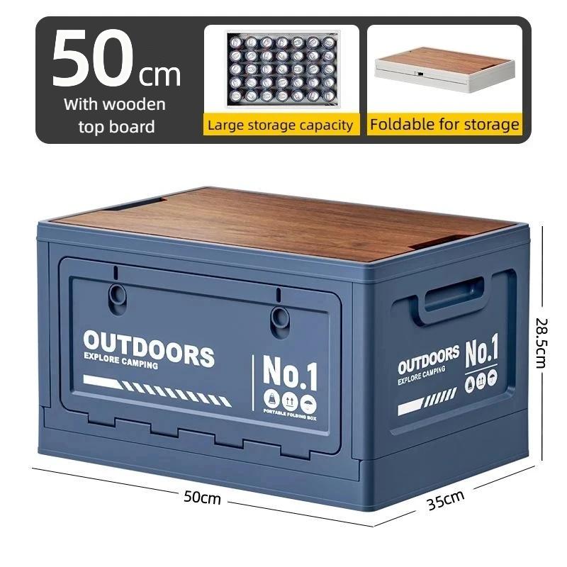 1Pcs Multifunctional Camping Box Foldable Car Trunk Storage Organizer With Bench & Cutting Board For Picnic