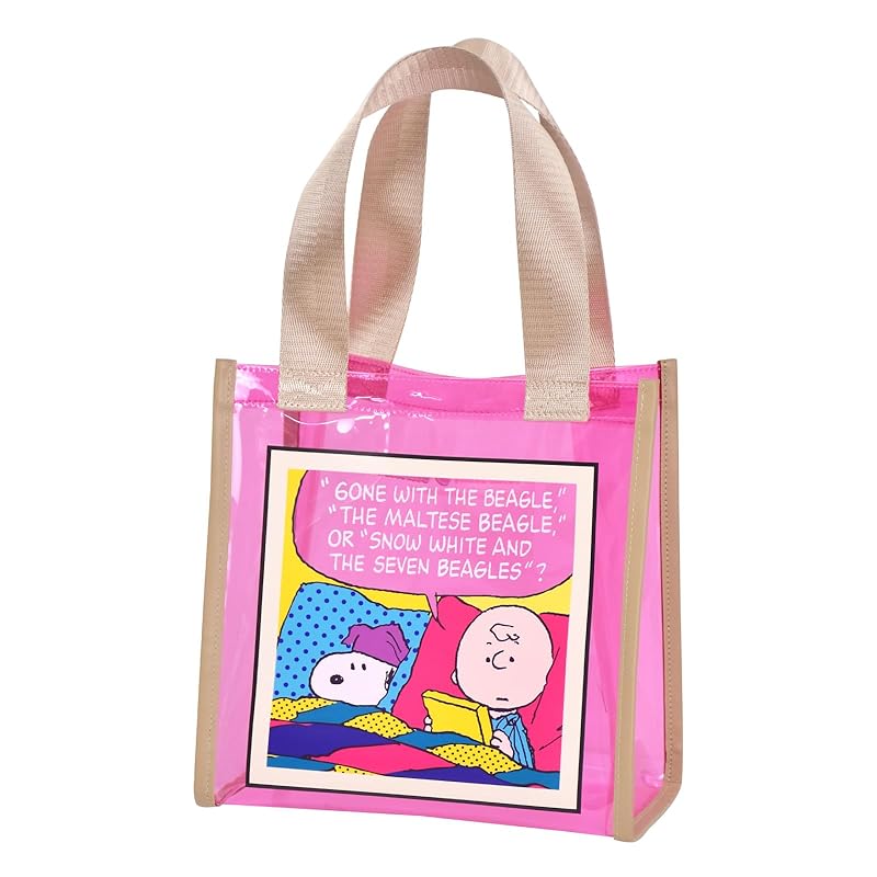 

[Snoopy] clear mini tote bag clear bag spa bag hot spring bag beach bag pool bag stroll ladies trip adult student child cute character 0397 Pink