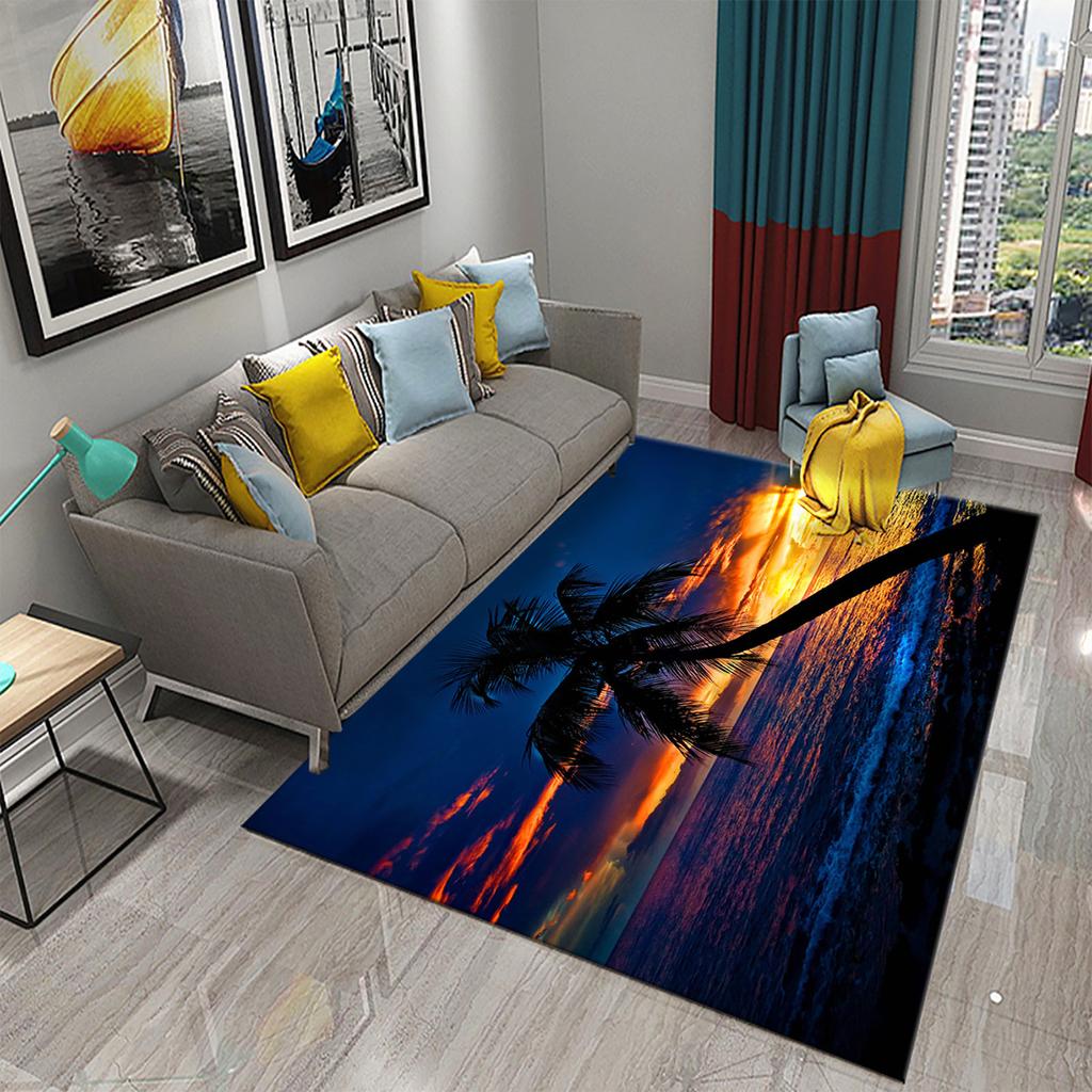 Bathroom Toilet Bedroom Kitchen Living Room Non-slip Floor Mat Sunset Ocean Beach Sky Landscape Rug