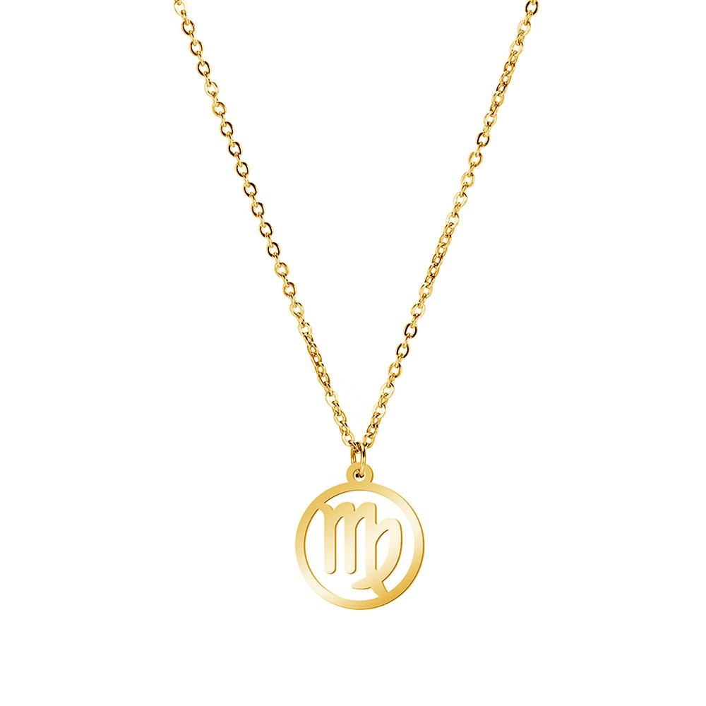 Cazador Zodiac Pendant Necklace for Women 12 Constellation Aries Pisces Gemini Chocher Stainless Steel Jewelry Gold Color Gifts