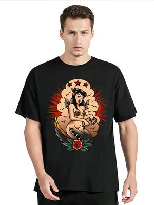 HEISSER VERKAUF Sommer T-Shirt Pin Girl Hot Rod Tattoo T-Shirt Musik Garage Old School V8 US V6 T-Shirt Mode O-Ausschnitt Unisex T-Shirt